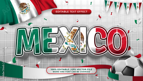 mexico football world cup background theme editable text style effect