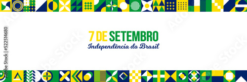 Brazil Independence Day Background. 7 September annual holiday design. 7 de setembro celebration. Independência do Brasil poster. Horizontal banner vector illustration. Neo Geometric pattern concept