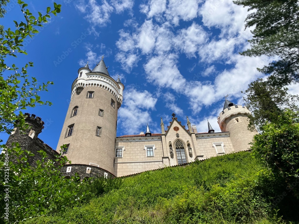 View at Zleby Castle in Czech Republic from the park