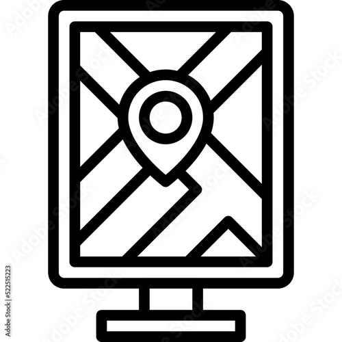 Map signboard icon, location map and navigation vector