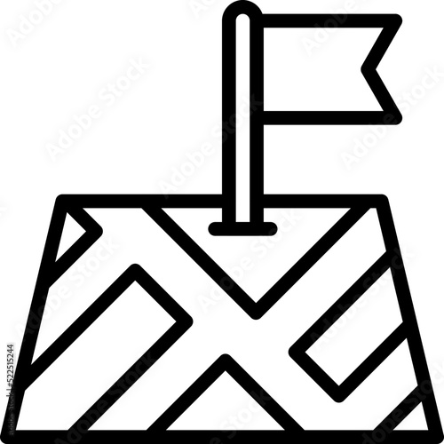 Flag on map icon, location map and navigation vector