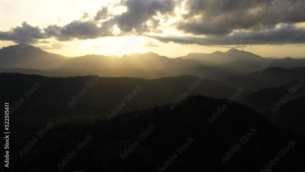 Aerial view of Mountains and green hills during sunset. Sri Lanka. Aerial view of Mountains and green hills during sunset. Sri Lanka.