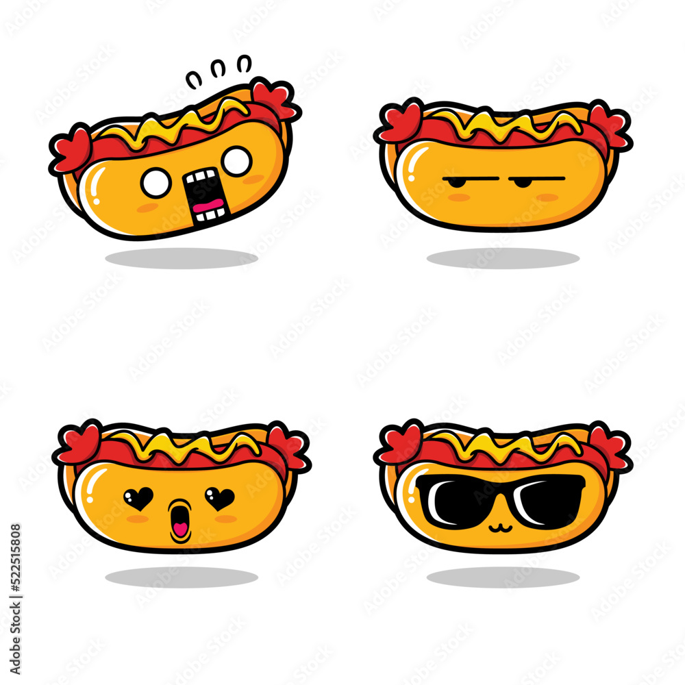 vector illustration of cute hot dog emoji vector illustration of cute hot dog emoji