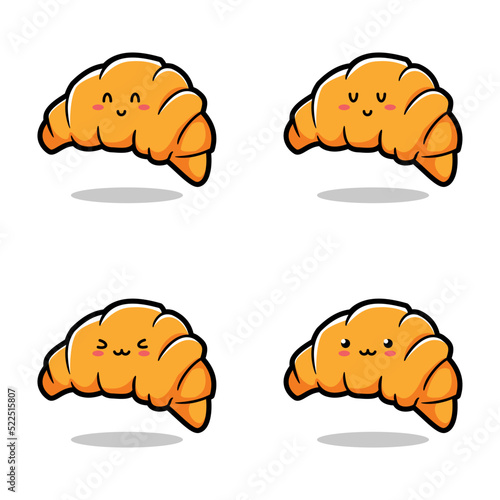 vector illustration of cute croissant emoji