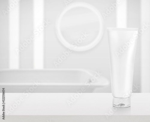 Bathroom amenities  cosmetic plastic tube mock-up