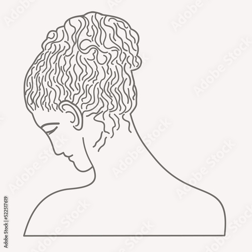 Vector illustration of female greek statue isolated on light background.