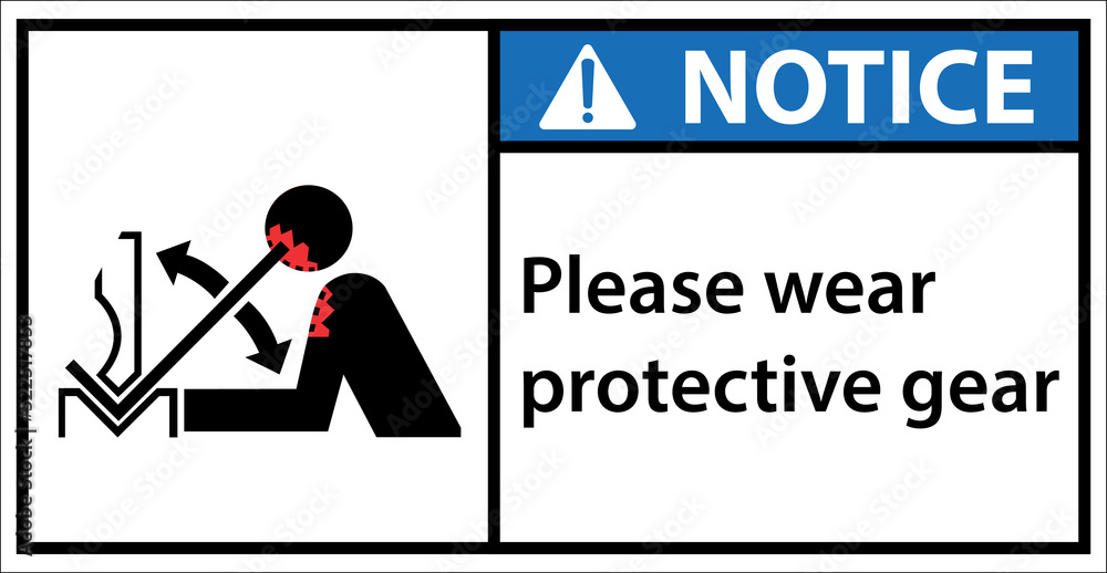 Please wear protective equipment for bending iron.Sign notice