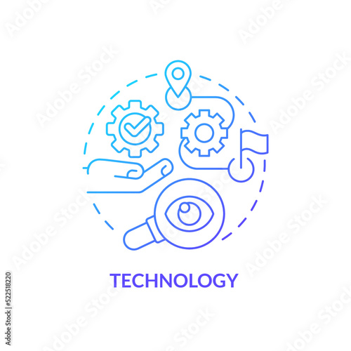 Technology blue gradient concept icon. Achieve personal goals with platform abstract idea thin line illustration. Progress monitoring. Isolated outline drawing. Myriad Pro-Bold font used