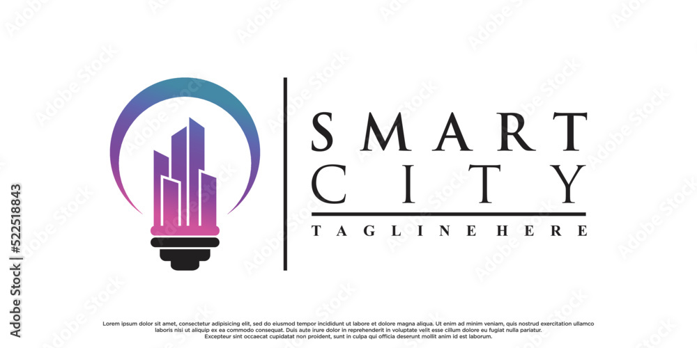 smart city logo design with creative concept Premum Vector