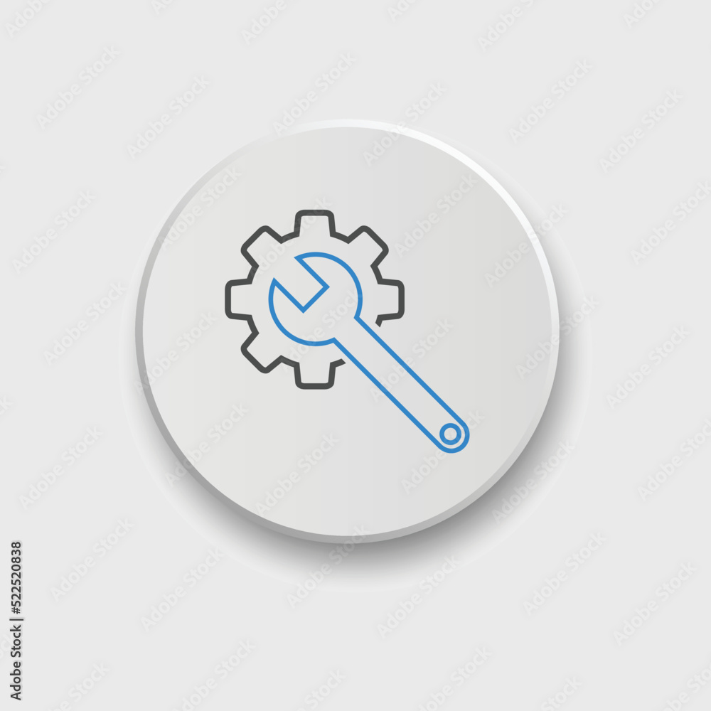Gear and Wrench icon Vector illustration. Settings icon Flat style. Repair service icon with button
Gear and Wrench icon Vector illustration. Settings icon Flat style. Repair service icon with button