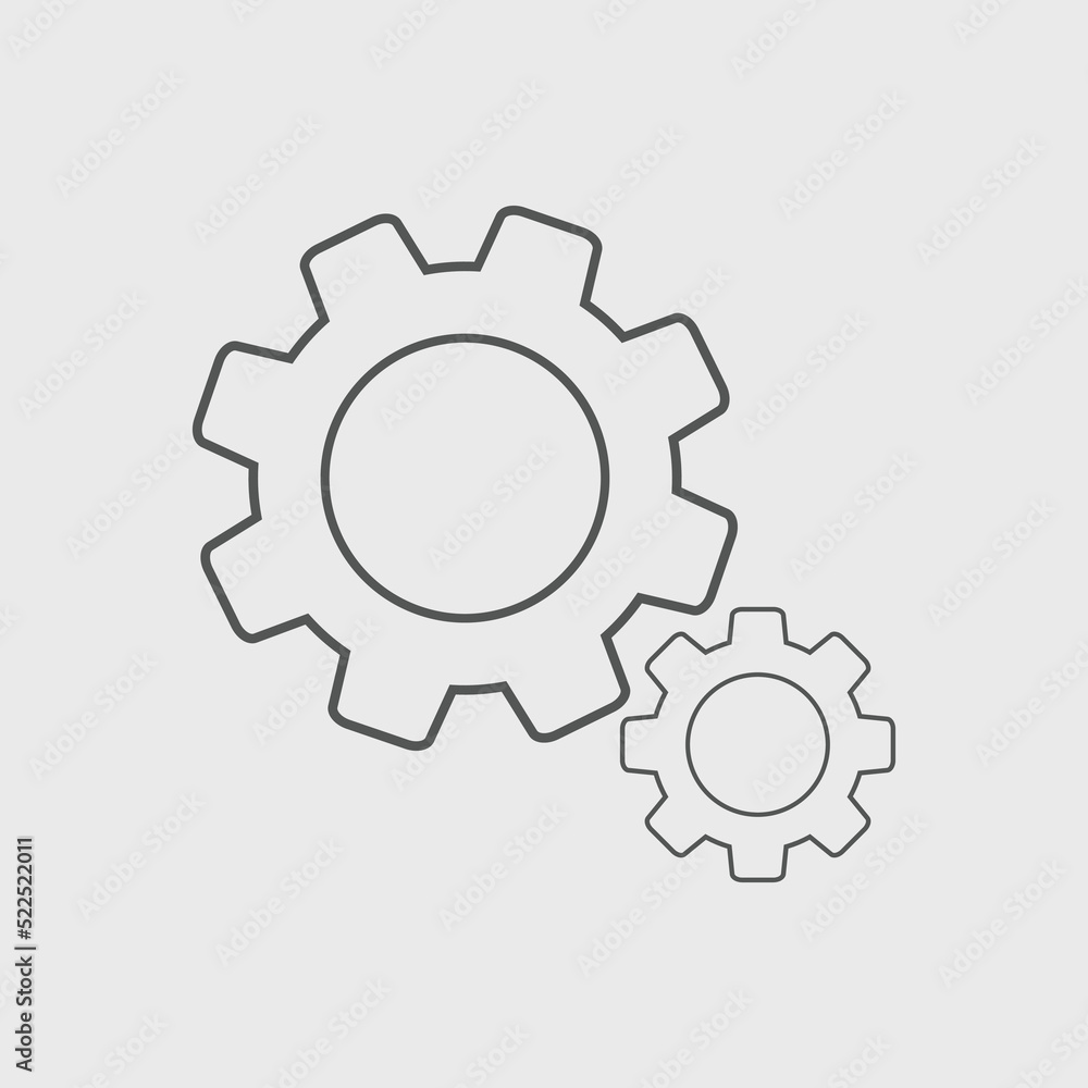 Gear icon set Vector illustration. Service Tools icon pack for ui, social media, website Isolated on white background
