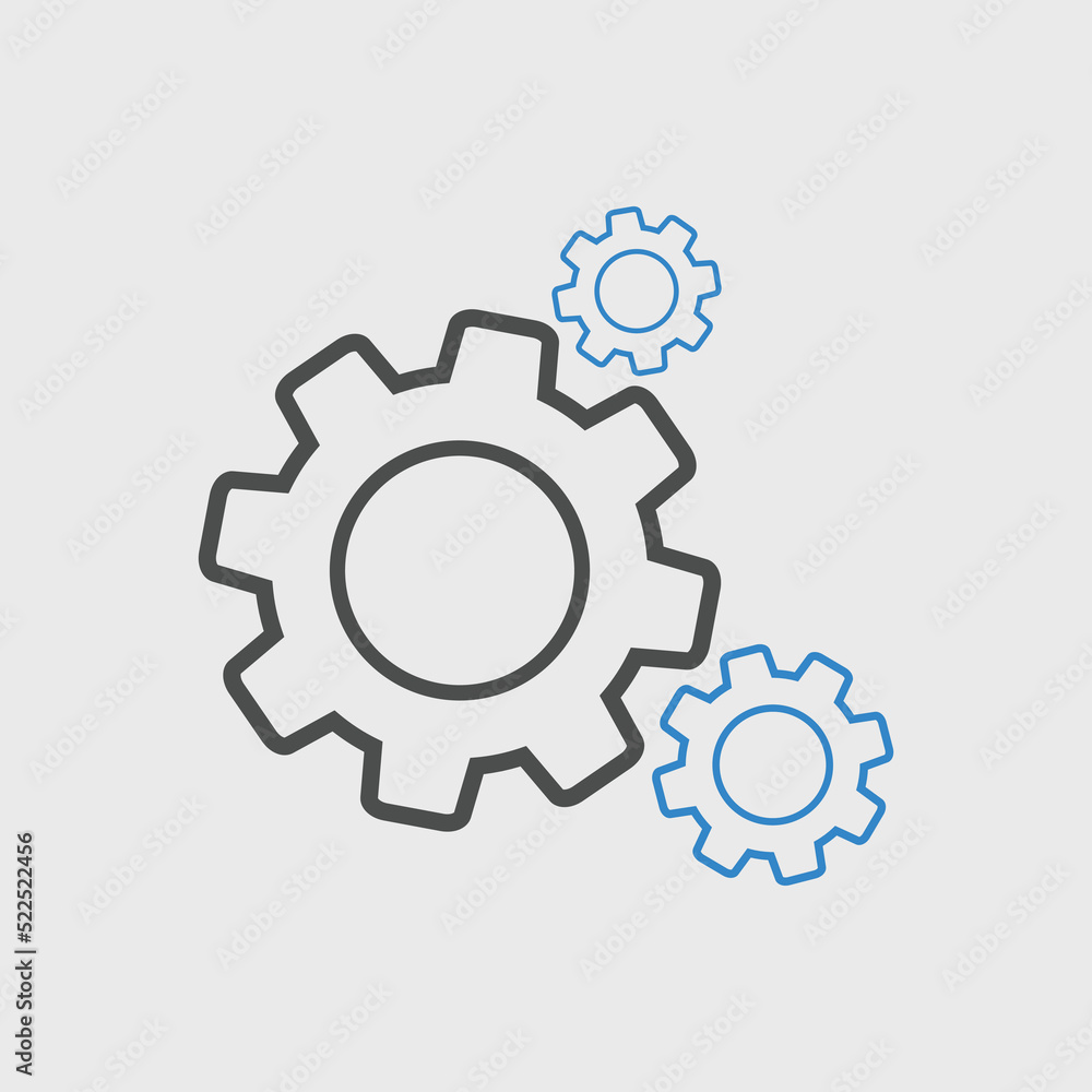 Gear icon set Vector illustration. Service Tools icon pack for ui, social media, website Isolated on white background with button
