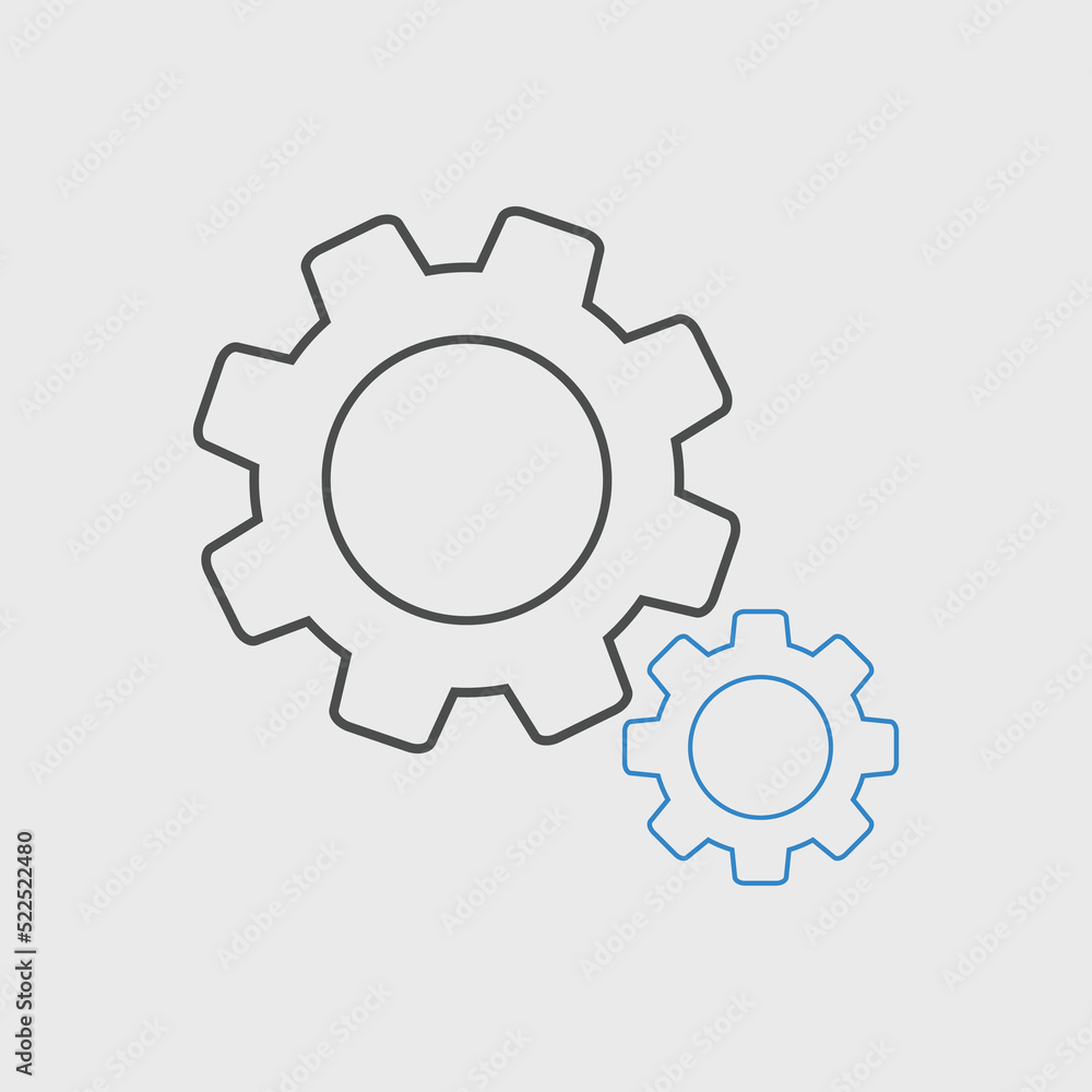 Gear icon set Vector illustration. Service Tools icon pack for ui, social media, website Isolated on white background with button
