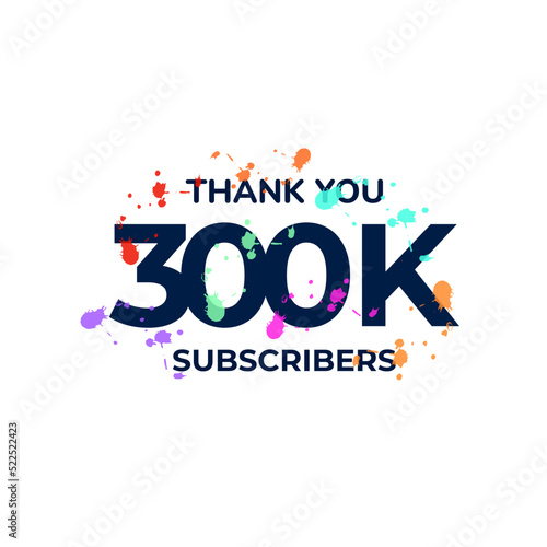 THANK YOU 300K FOLLOWERS CELEBRATION TEMPLATE DESIGN  VECTOR GOOD FOR SOCIAL MEDIA, CARD , POSTER