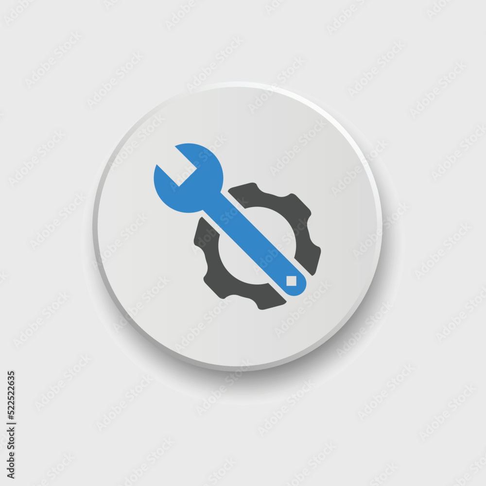 Gear and Wrench icon Vector illustration. Settings icon Flat style. Repair service icon with button
Gear and Wrench icon Vector illustration. Settings icon Flat style. Repair service icon with button