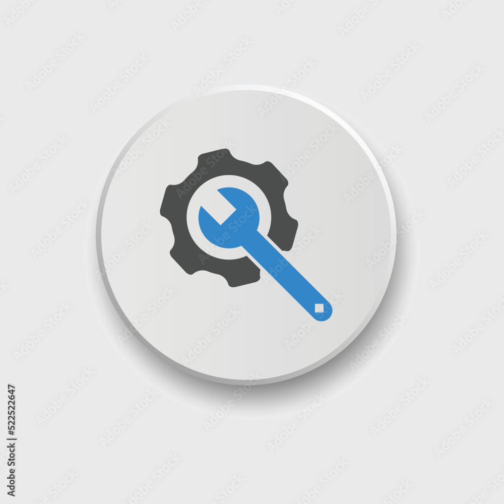 Gear and Wrench icon Vector illustration. Settings icon Flat style. Repair service icon with button
Gear and Wrench icon Vector illustration. Settings icon Flat style. Repair service icon with button