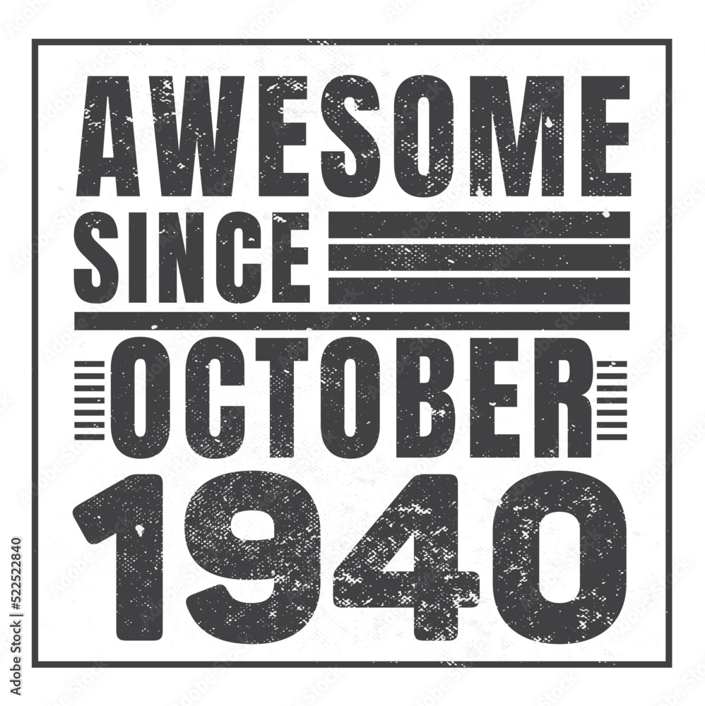 Awesome Since October 1940. Vintage Retro Birthday Vector, Birthday gifts for women or men, Vintage birthday shirts for wives or husbands, anniversary T-shirts for sisters or brother