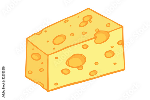 Hand drawn cheese parts and slices isolated on a white background. Cheese icon. Vector cheese clipart