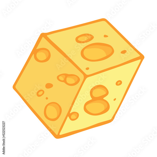 Hand drawn cheese parts and slices isolated on a white background. Cheese icon. Vector cheese clipart