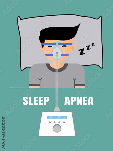 Man with sleep apnea using a CPAP machine
