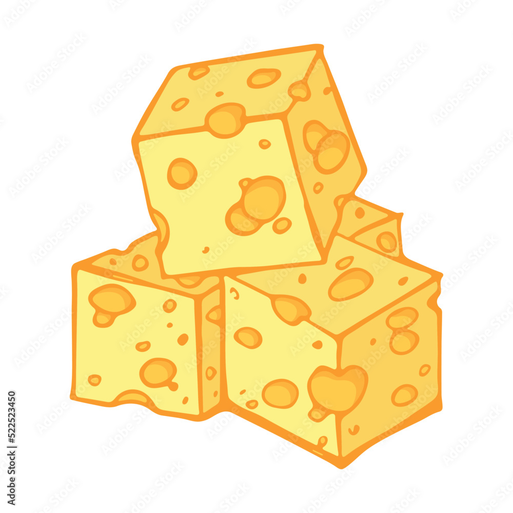 Hand drawn cheese parts and slices isolated on a white background. Cheese icon. Vector cheese clipart Hand drawn cheese parts and slices isolated on a white background. Cheese icon. Vector cheese clipart
