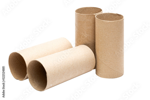 Cutout empty toilet paper rolls. Toilet paper core, Toilet roll core, Toilet paper tube. Paper waste for recycling.