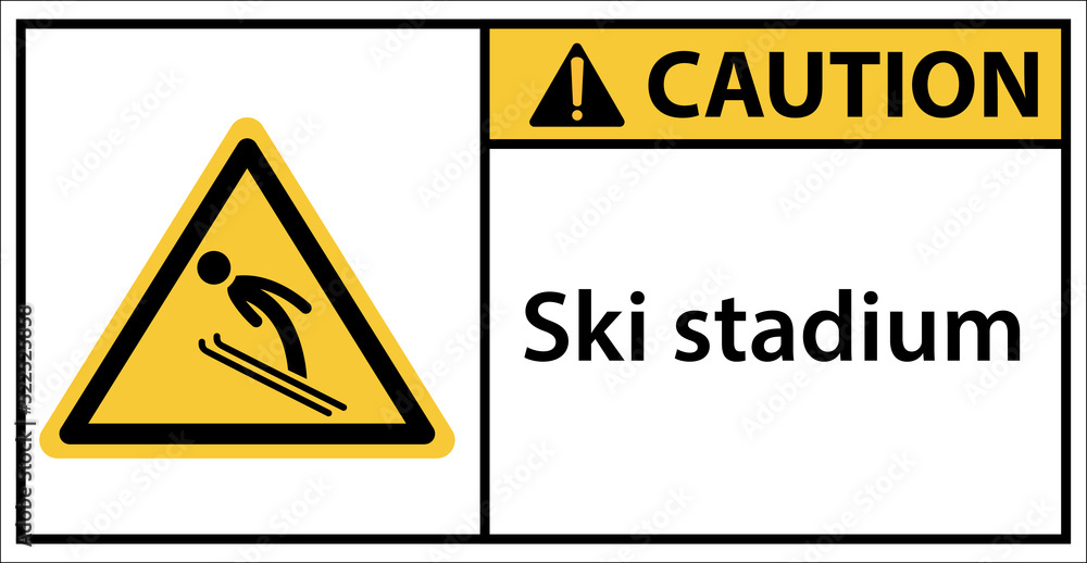ski area,skiing sport,please be careful.sign caution