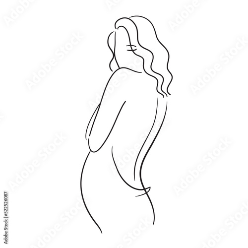 Pregnant woman silhouette, stylized vector symbol.