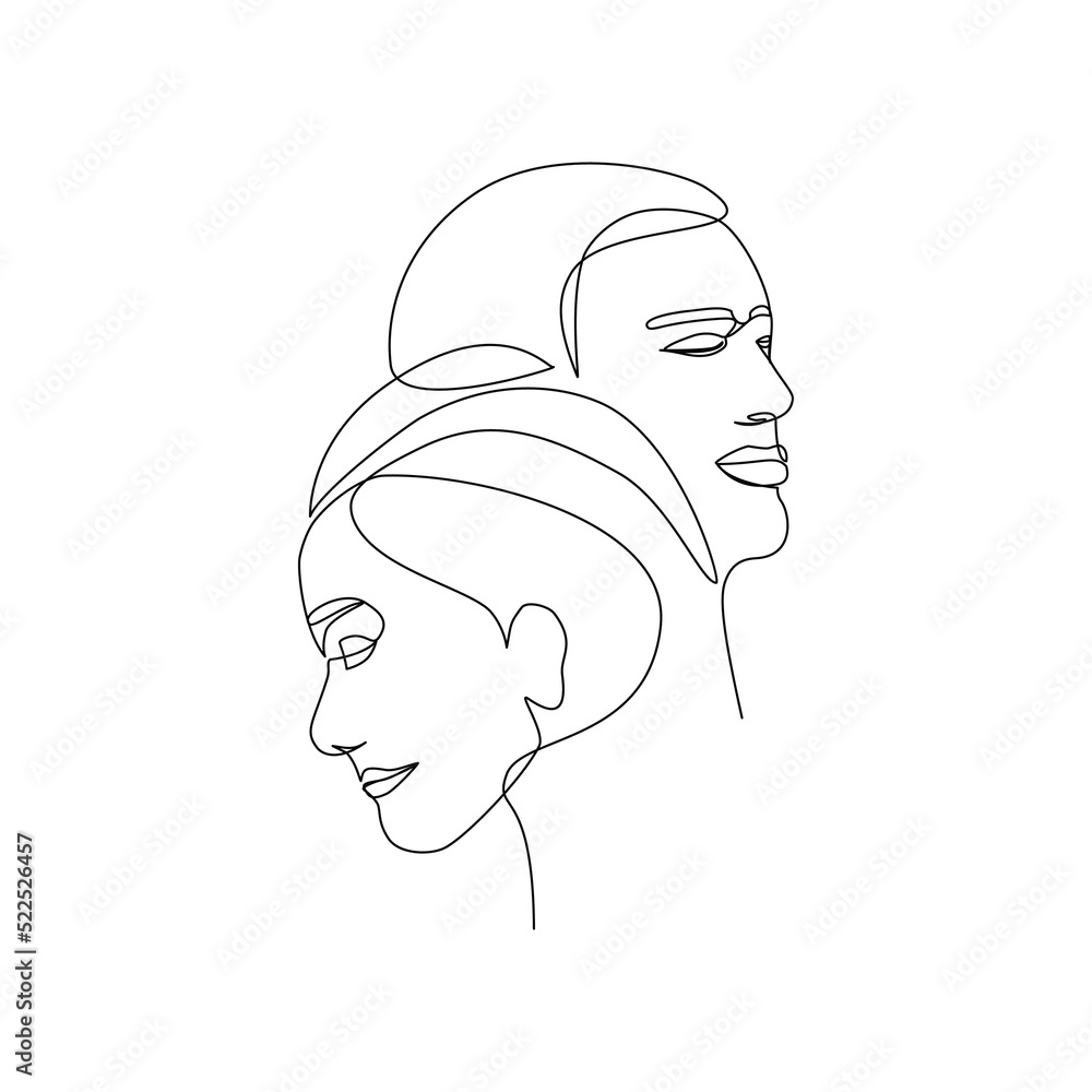 Vector illustration of a couple in love drawn in line art style Vector illustration of a couple in love drawn in line art style