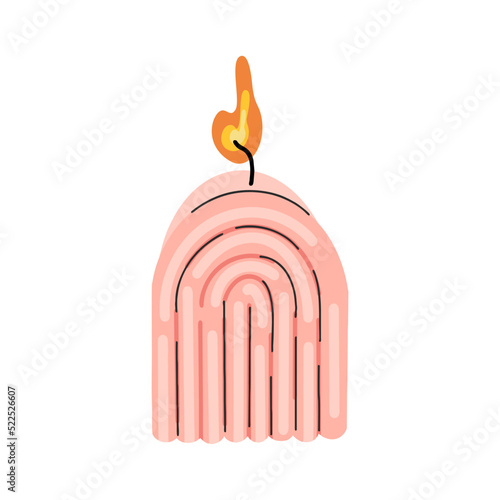 Burning wax or paraffin scented candles for aromatherapy isolated on a light background. Cute decoration for home, festive decorative design element. Flat cartoon colorful vector illustration.