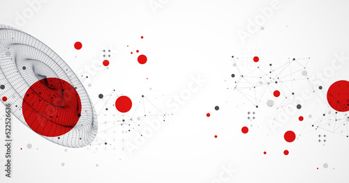 Template for science and technology presentation. Wireframe waves. Plexus style background.
