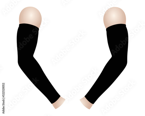 Blank Black UV-Protection Arm Sleeve Template On White Background, Vector File.