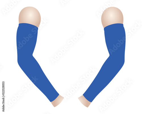 Blank Blue UV-Protection Arm Sleeve Template On White Background, Vector File.