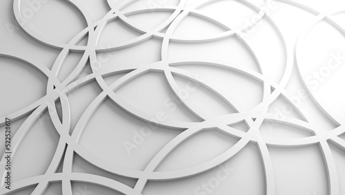 Abstract white chaotic circle shapes background,3d rendering