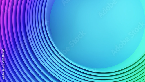 Abstract Blue Purple Gradient Circle Stripes Background,Colour flow of waves, 3D rendering