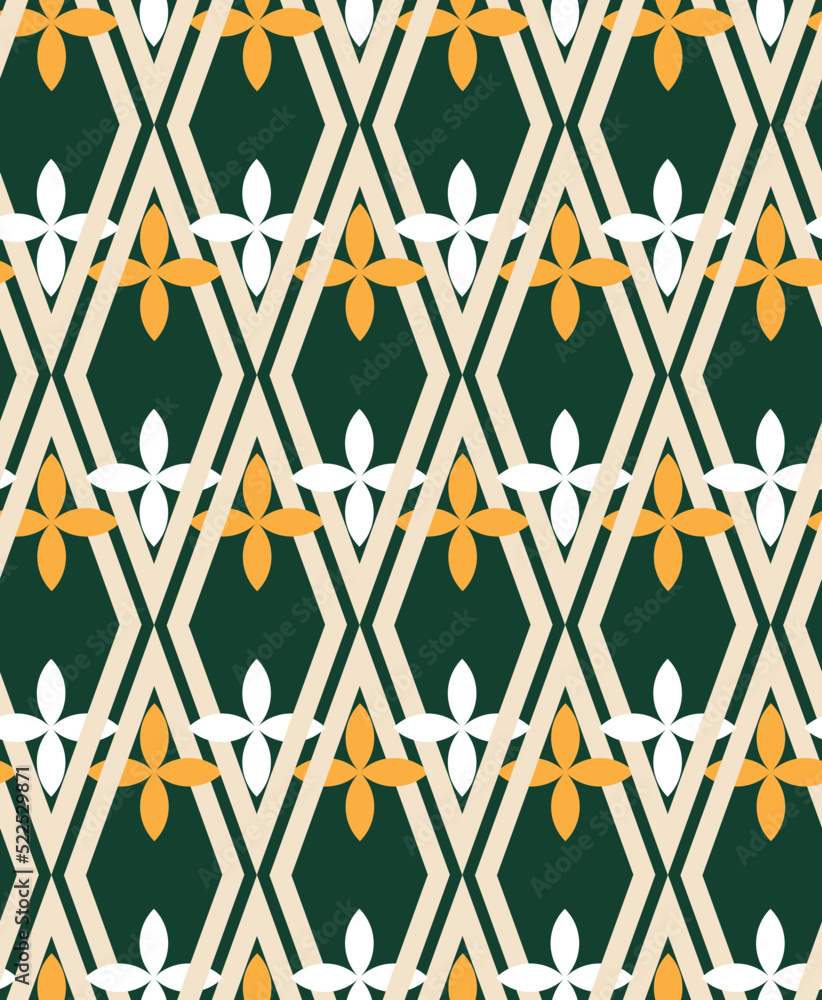 Fototapeta premium Diamond Geometric Stripes Florals Geometric Abstract Seamless Pattern Trendy Fashion Colors Perfect for Allover Fabric Print or Wrapping Paper