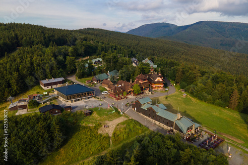 Aerial view over Pustevny in Beskydy in the Czech Republic. High quality photo photo