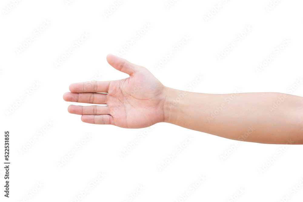 Man hand showing five count isolated on white background with clipping path Man hand showing five count isolated on white background with clipping path