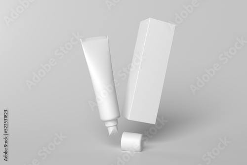 packaging template for lip balm tube and box mockup for design 3d render