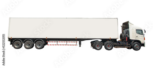 Big Truck Trailer isolated on white background with clipping path. photo