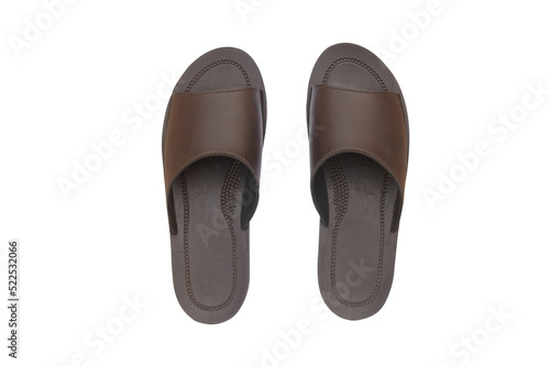 Brown sandals isolated on white background with clipping path.