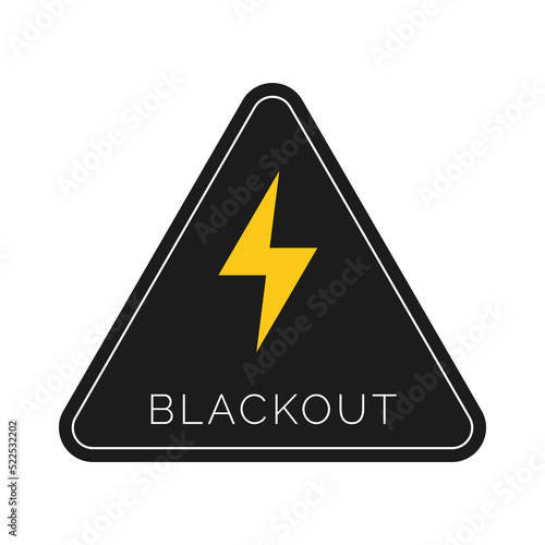 Blackout, power outage triangle sign. Isolated vector clipart on white background.