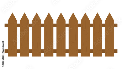 Wooden fence isolated on white background with parallel plank old. Vector illustration