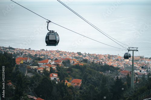 Gondola over the city center in Funchal. Madeira island in Portugal. High quality photo