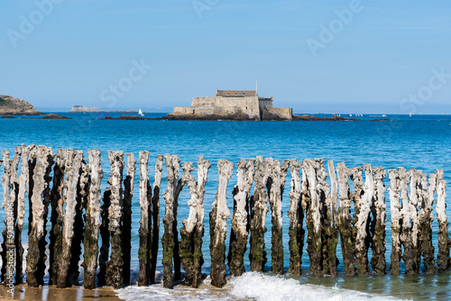 Fortress in Manche sea, view from Saint-Malo