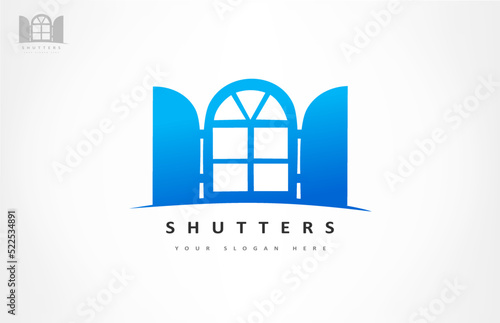 Shutters logo vector. Window design.