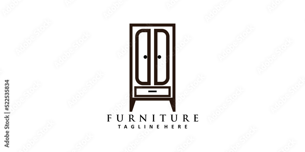 Obraz premium Minimalist furniture logo design with simple concept Premium Vector