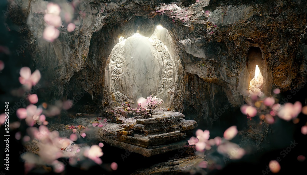 Raster illustration of ancient arch and pillars. portal to another ...