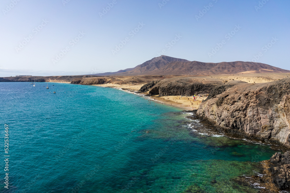 Playa de la Cera, Playa del Pozo and Playa Mujeres are popular and beautiful beaches in Lanzarote, Canary Islands, Spain.