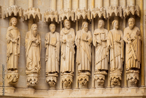 Figures of Saints on a facade of Amiens Cathedral, France